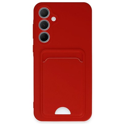Mey İthalat®  Samsung Galaxy A35 5G Kılıf Kelvin Kartvizitli Silikon - Kırmızı