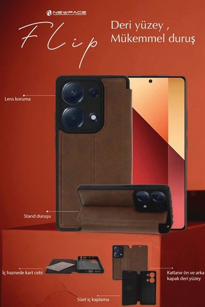 Mey İthalat®  Samsung Galaxy A35 5G Kılıf Flip Cover - Kırmızı
