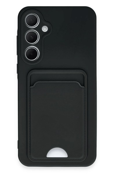 Mey İthalat®  Samsung Galaxy A35 5G Kılıf Kelvin Kartvizitli Silikon - Siyah