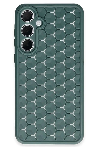 Mey İthalat®  Samsung Galaxy A35 5G Kılıf Petek Silikon Kapak - Koyu Yeşil