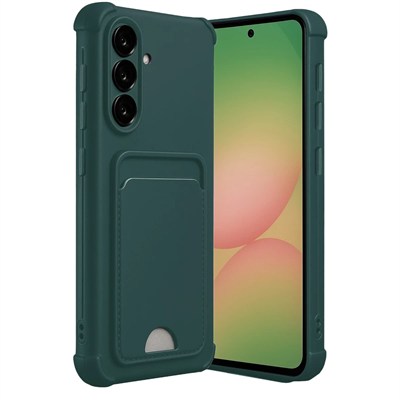 Mey İthalat®  Samsung Galaxy A36 Kılıf Kelvin Kartvizitli Silikon - Koyu Yeşil