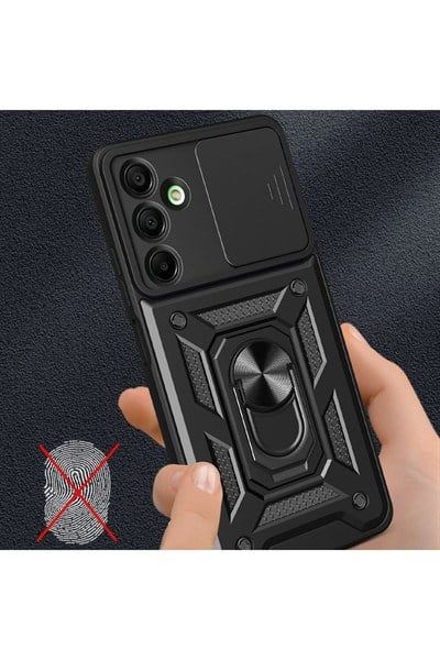 Mey İthalat®  Samsung Galaxy A36 Kılıf Pars Lens Yüzüklü Silikon - Yeşil
