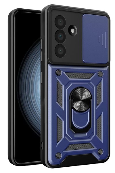 Mey İthalat®  Samsung Galaxy A37 5G Pars Lens Yüzüklü Silikon - Lacivert