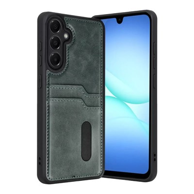 Mey İthalat®  Samsung Galaxy A37 5G Sara Kartvizitli Deri Kılıf - Yeşil