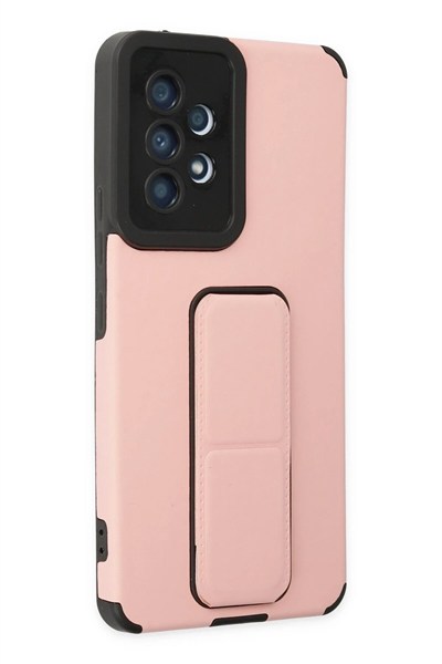 Mey İthalat®  Samsung Galaxy A53 5G Kılıf Mega Standlı Silikon - Pudra