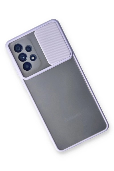 Mey İthalat®  Samsung Galaxy A53 5G Kılıf Palm Buzlu Kamera Sürgülü Silikon - Lila