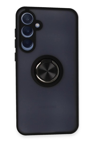 Mey İthalat®  Samsung Galaxy A55 5G Kılıf Montreal Yüzüklü Silikon Kapak - Siyah