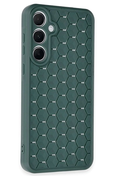 Mey İthalat®  Samsung Galaxy A55 5G Kılıf Petek Silikon Kapak - Koyu Yeşil