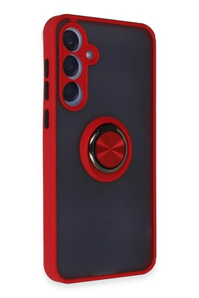 Mey İthalat®  Samsung Galaxy A55 5G Kılıf Montreal Yüzüklü Silikon Kapak - Kırmızı