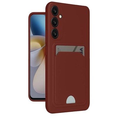 Mey İthalat®  Samsung Galaxy A55 5G Kılıf Kelvin Kartvizitli Silikon - Bordo