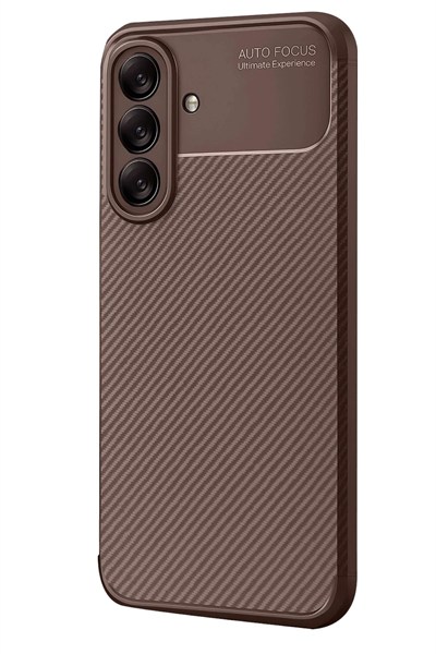 Mey İthalat®  Samsung Galaxy A56 Kılıf Auto Focus Karbon Kapak - Kahverengi