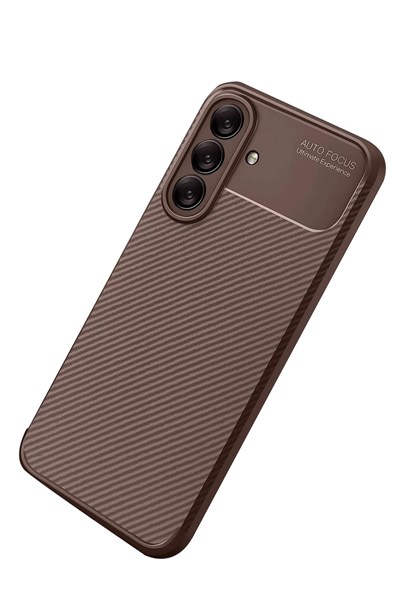 Mey İthalat®  Samsung Galaxy A56 Kılıf Auto Focus Karbon Kapak - Kahverengi