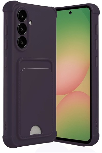 Mey İthalat®  Samsung Galaxy A56 Kılıf Kelvin Kartvizitli Silikon - Derin Mor