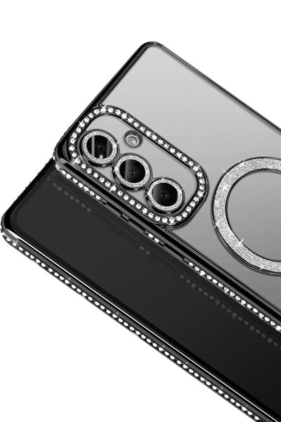 Mey İthalat®  Samsung Galaxy A57 5G Joke Simli Magneticsafe Kılıf - Siyah