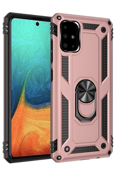 Mey İthalat®  Samsung Galaxy A71 Kılıf Sofya Yüzüklü Silikon Kapak - Rose
