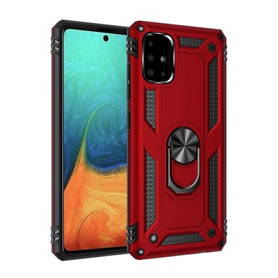 Mey İthalat®  Samsung Galaxy A71 Kılıf Sofya Yüzüklü Silikon Kapak - Kırmızı