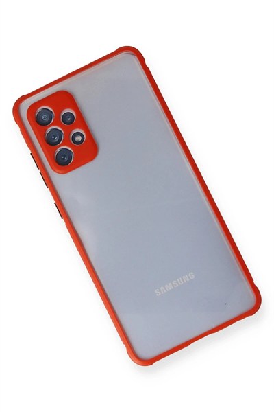 Mey İthalat®  Samsung Galaxy A72 Kılıf Miami Şeffaf Silikon - Kırmızı