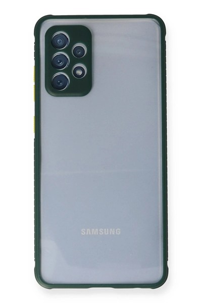 Mey İthalat®  Samsung Galaxy A72 Kılıf Miami Şeffaf Silikon - Koyu Yeşil