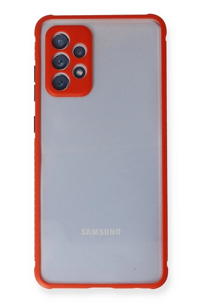 Mey İthalat®  Samsung Galaxy A72 Kılıf Miami Şeffaf Silikon - Kırmızı