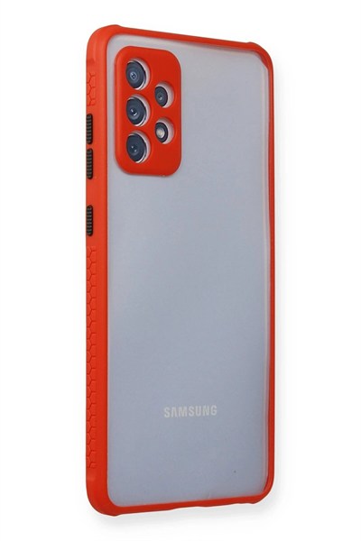 Mey İthalat®  Samsung Galaxy A72 Kılıf Miami Şeffaf Silikon - Kırmızı