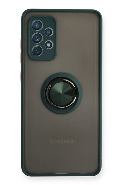 Mey İthalat®  Samsung Galaxy A72 Kılıf Montreal Yüzüklü Silikon Kapak - Yeşil
