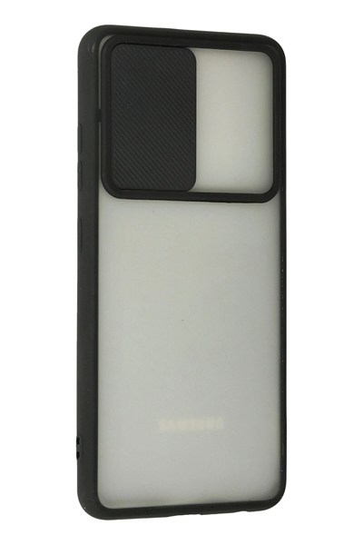 Mey İthalat®  Samsung Galaxy A72 Kılıf Palm Buzlu Kamera Sürgülü Silikon - Siyah