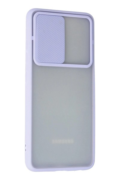 Mey İthalat®  Samsung Galaxy A72 Kılıf Palm Buzlu Kamera Sürgülü Silikon - Lila