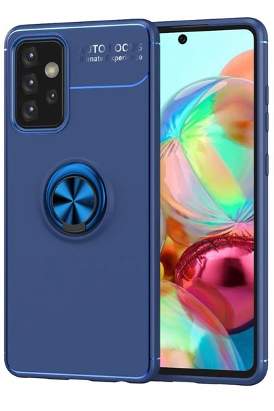 Mey İthalat®  Samsung Galaxy A72 Kılıf Range Yüzüklü Silikon - Mavi