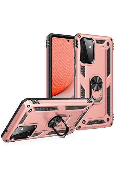 Mey İthalat®  Samsung Galaxy A72 Kılıf Sofya Yüzüklü Silikon Kapak - Rose