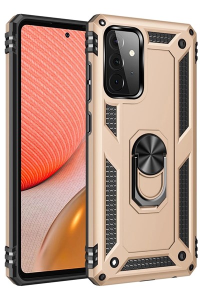 Mey İthalat®  Samsung Galaxy A72 Kılıf Sofya Yüzüklü Silikon Kapak - Gold