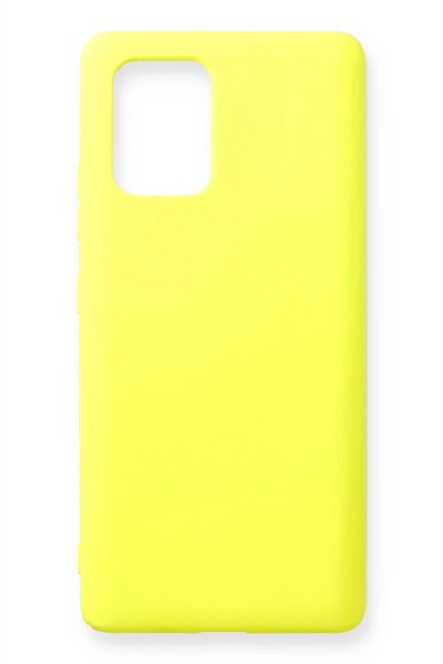 Mey İthalat®  Samsung Galaxy A91 / S10 Lite Kılıf Nano içi Kadife Silikon - Sarı