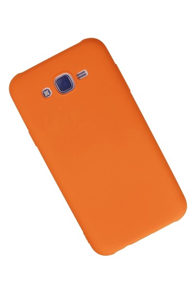 Mey İthalat®  Samsung Galaxy J7 Kılıf Nano içi Kadife Silikon - Turuncu