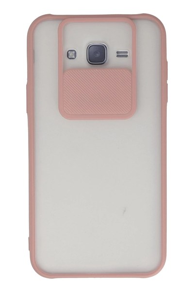Mey İthalat®  Samsung Galaxy J7 Kılıf Palm Buzlu Kamera Sürgülü Silikon - Pembe