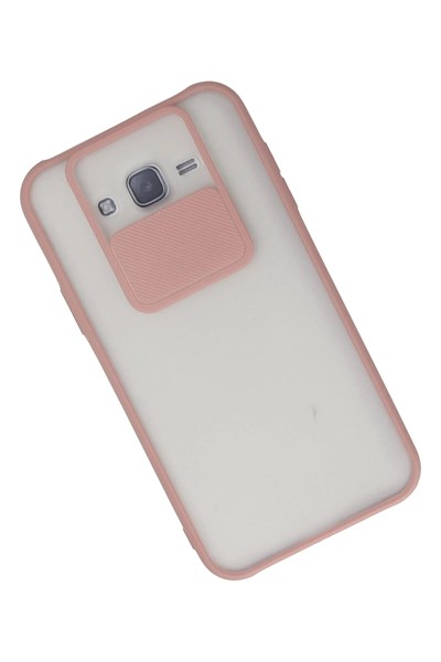 Mey İthalat®  Samsung Galaxy J7 Kılıf Palm Buzlu Kamera Sürgülü Silikon - Pembe
