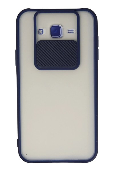 Mey İthalat®  Samsung Galaxy J7 Kılıf Palm Buzlu Kamera Sürgülü Silikon - Lacivert