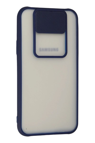 Mey İthalat®  Samsung Galaxy J7 Kılıf Palm Buzlu Kamera Sürgülü Silikon - Lacivert