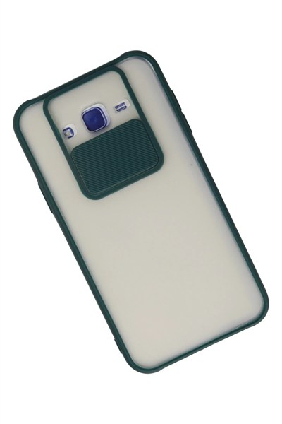 Mey İthalat®  Samsung Galaxy J7 Kılıf Palm Buzlu Kamera Sürgülü Silikon - Yeşil