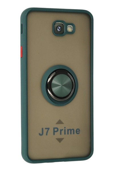 Mey İthalat®  Samsung Galaxy J7 Prime Kılıf Montreal Yüzüklü Silikon Kapak - Yeşil
