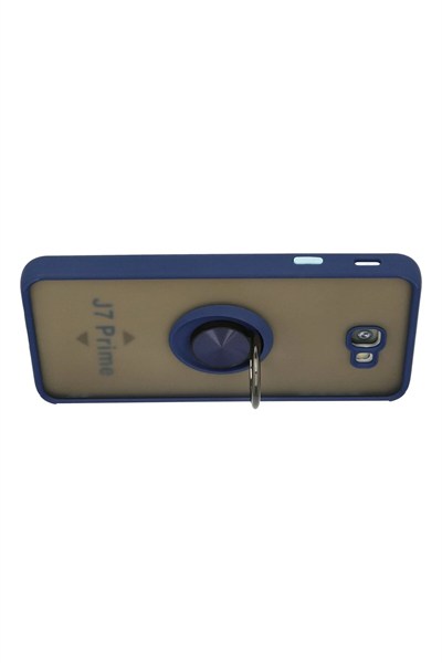 Mey İthalat®  Samsung Galaxy J7 Prime Kılıf Montreal Yüzüklü Silikon Kapak - Lacivert