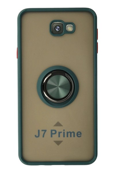 Mey İthalat®  Samsung Galaxy J7 Prime Kılıf Montreal Yüzüklü Silikon Kapak - Yeşil