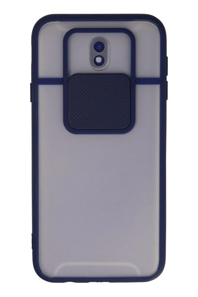 Mey İthalat®  Samsung Galaxy J7 Pro / J730 Kılıf Palm Buzlu Kamera Sürgülü Silikon - Lacivert