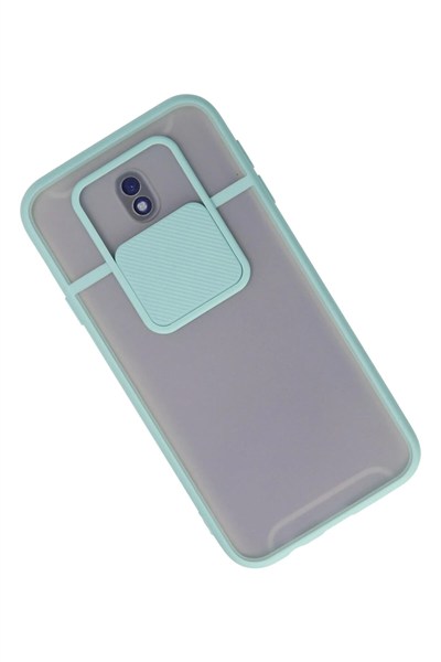 Mey İthalat®  Samsung Galaxy J7 Pro / J730 Kılıf Palm Buzlu Kamera Sürgülü Silikon - Turkuaz