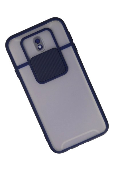Mey İthalat®  Samsung Galaxy J7 Pro / J730 Kılıf Palm Buzlu Kamera Sürgülü Silikon - Lacivert