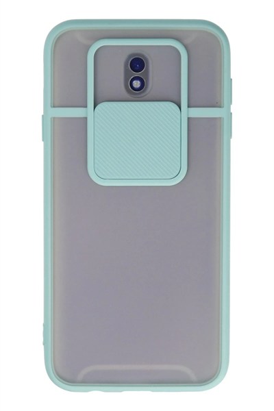 Mey İthalat®  Samsung Galaxy J7 Pro / J730 Kılıf Palm Buzlu Kamera Sürgülü Silikon - Turkuaz