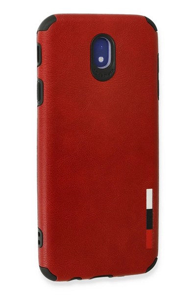 Mey İthalat®  Samsung Galaxy J7 Pro / J730 Kılıf Loop Deri Silikon - Kırmızı