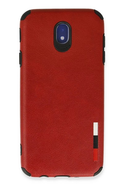 Mey İthalat®  Samsung Galaxy J7 Pro / J730 Kılıf Loop Deri Silikon - Kırmızı