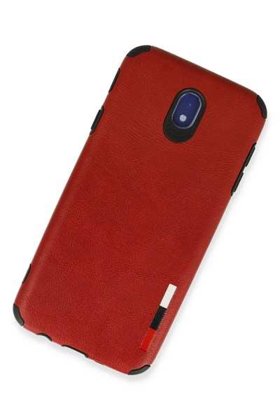 Mey İthalat®  Samsung Galaxy J7 Pro / J730 Kılıf Loop Deri Silikon - Kırmızı