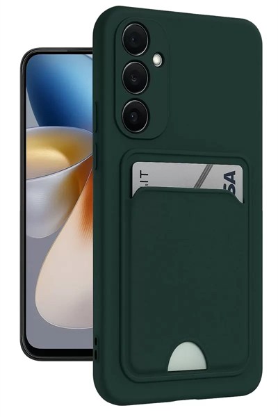 Mey İthalat®  Samsung Galaxy M15 Kelvin Kartvizitli Silikon - Koyu Yeşil