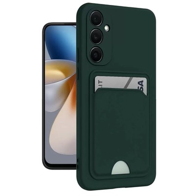 Mey İthalat®  Samsung Galaxy M15 Kelvin Kartvizitli Silikon - Koyu Yeşil