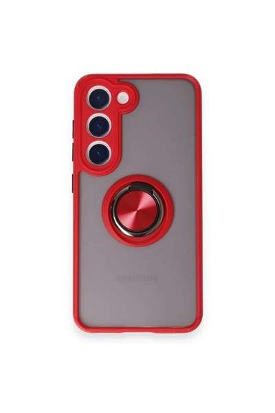 Mey İthalat®  Samsung Galaxy M15 Kılıf Montreal Yüzüklü Silikon Kapak - Kırmızı